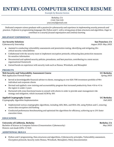 5 Entry Level Computer Science Resume Examples Amp Guide For 2024