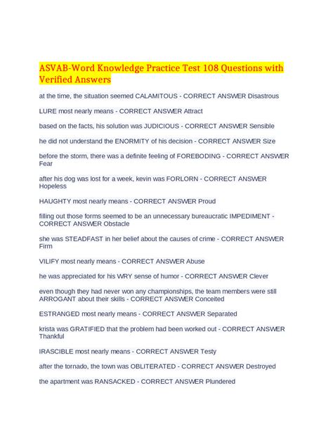 Asvab Full Test Word Knowledge Docx Asvab Full Test Word Knowledge