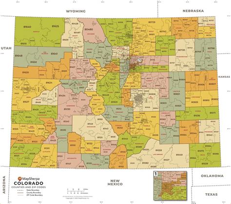 Buy Colorado Zip Code Map