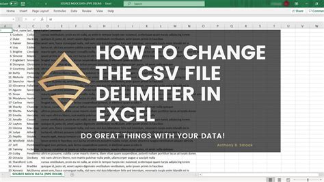 Change The Csv File Delimiter In Excel Youtube