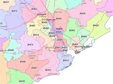 Charleston County Zip Code Map Charleston County Zip Code Map