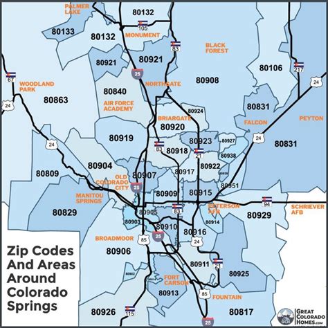 Colorado Springs Zip Code Map Printable