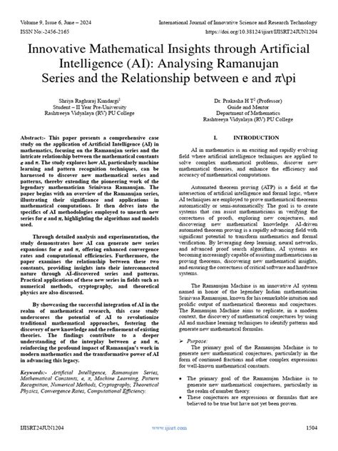 Innovative Mathematical Insights Through Artificial Intelligence Ai