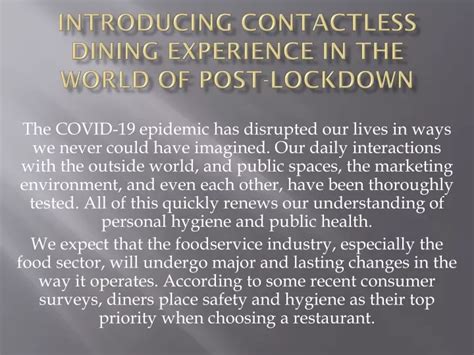 Introducing Contactless Dining For A Post Lockdown World