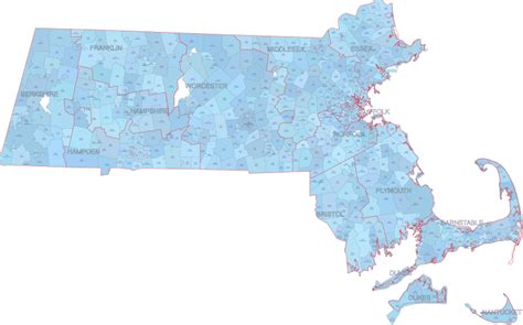 Ma Zip Code Map With Cities Counties Your Vector Maps Com