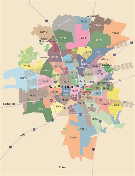 Printable San Antonio Zip Code Map