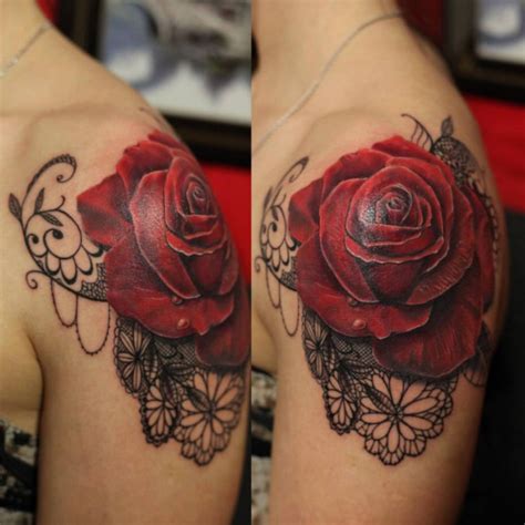 Red Rose Shoulder Tattoo