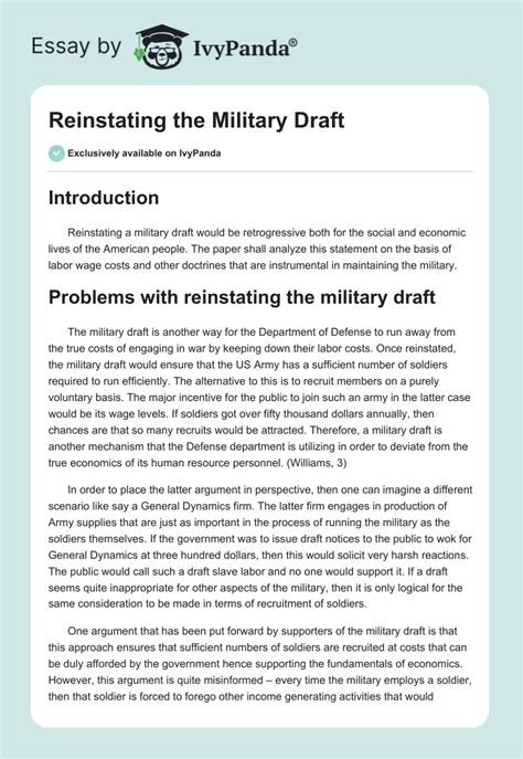 Reinstating The Draft