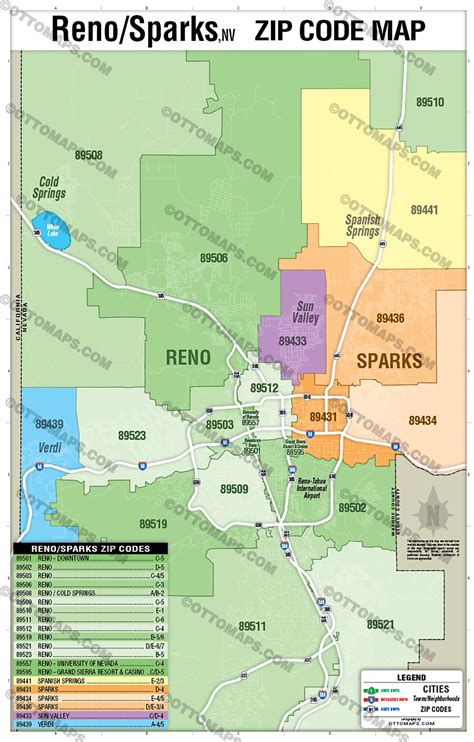 Reno Sparks Zip Code Map Overview Pdf
